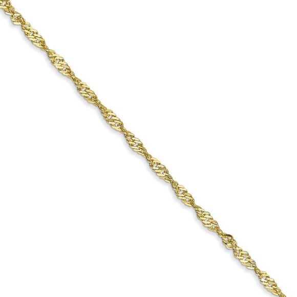 1.7mm 10k Yellow Gold Singapore Chain Necklace 18 Inch